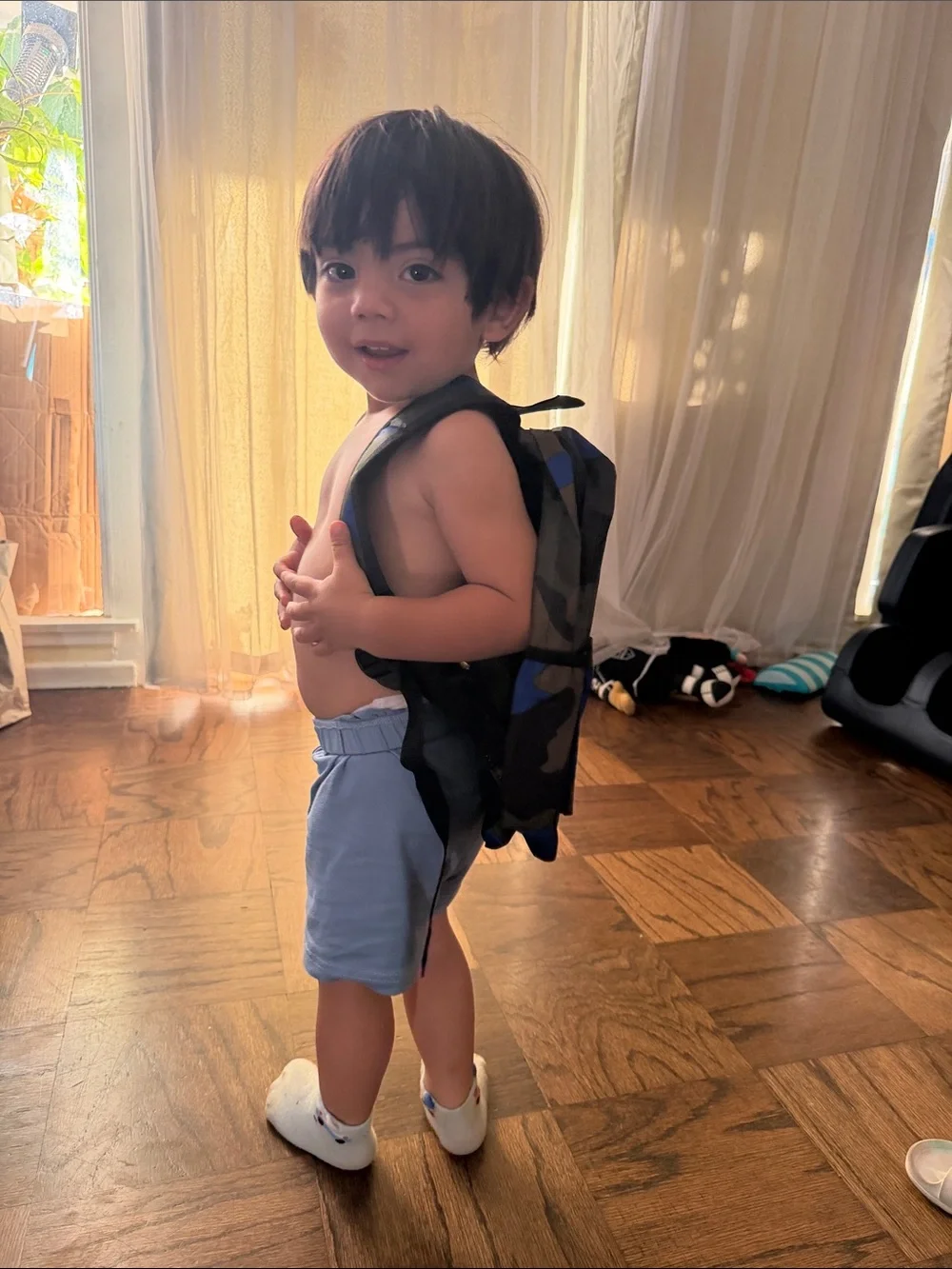 Camouflage Blue & Brown kids Backpack- new